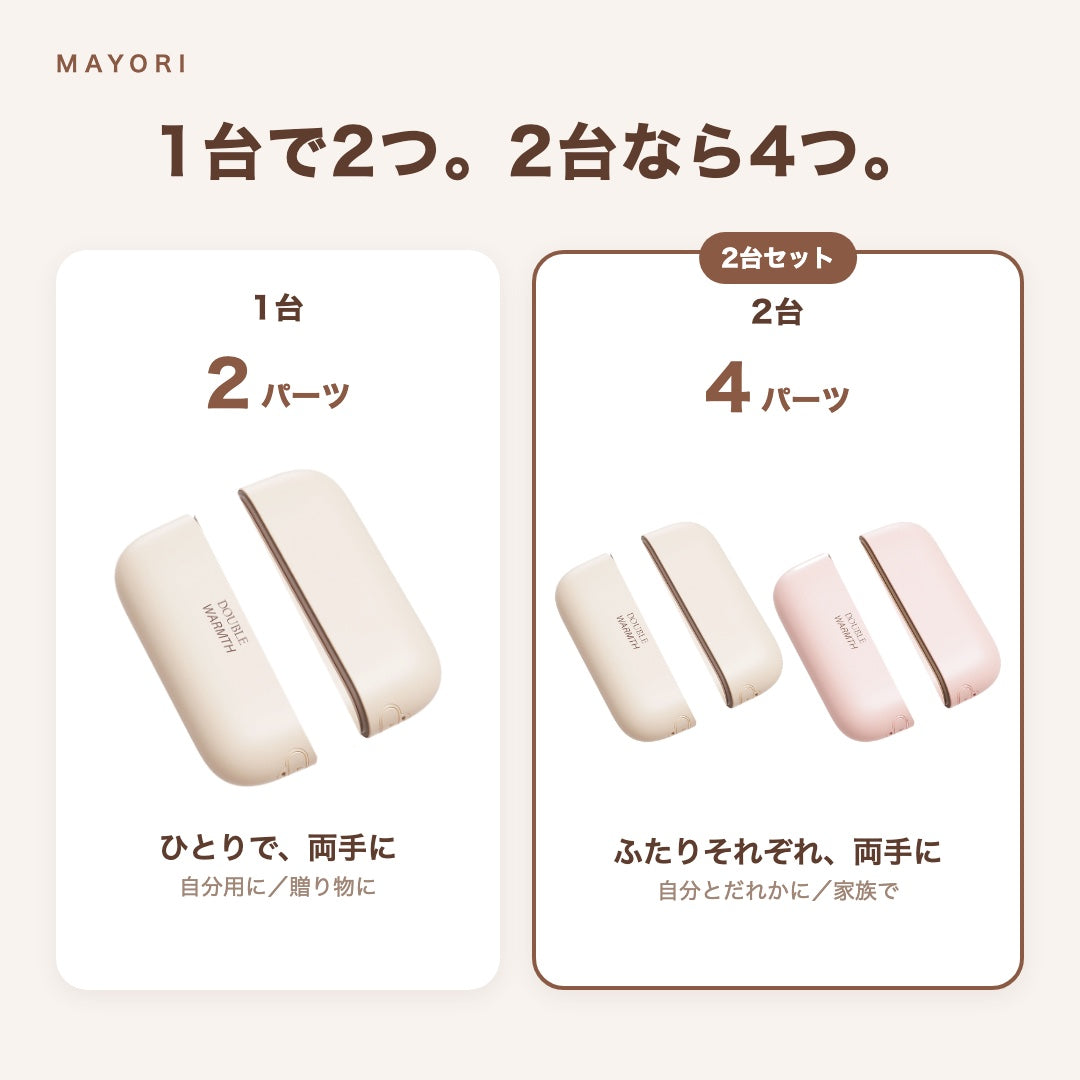 2つに分かれる充電式カイロ